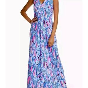 Lilly Pulitzer Amina Maxi Dress Pop Up Red Right Return Size M